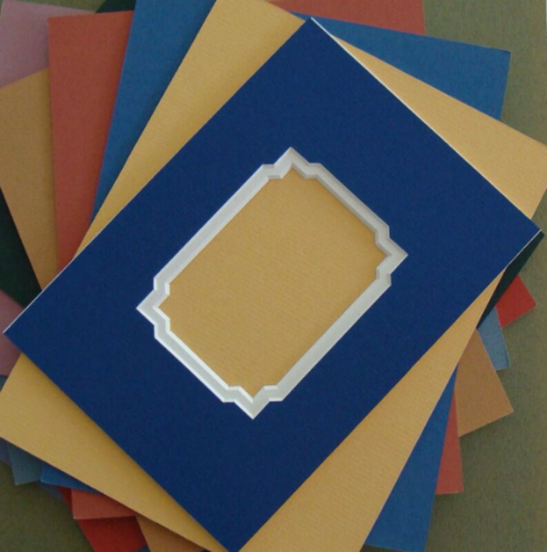 Double Mat for Photo 11x14 Inch Frame  Choice of Colors  Fancy Corner Cuts Conservation Matboard Custom Sizes Also Available